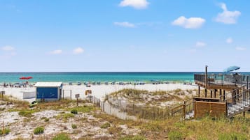 On the beach, white sand