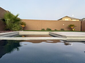 Outdoor pool, a heated pool - Private Retreat House with Pool and Spa/Hot Tub Min from Westgate, Andretti Karting, and TWoods Golf (Phoenix)