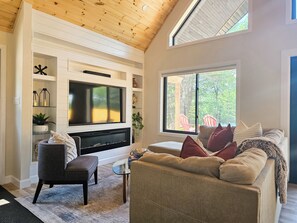 TV, fireplace