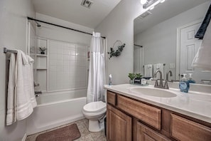 Hair dryer, towels