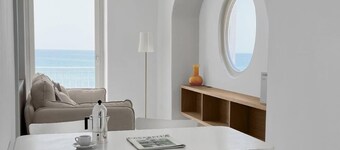 Studio apartment with bedroom, kitchen with sofa, bathroom and large balcony