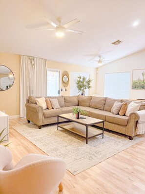 Smart TV, fireplace, video games, books