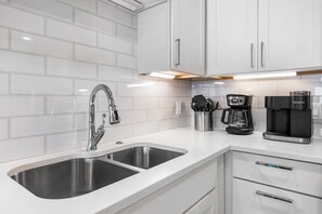 Fridge, microwave, oven, stovetop - Sea 9 at the Palms | Newly-renovated Gulf-front escape with pool, beach access (Seagrove Beach)