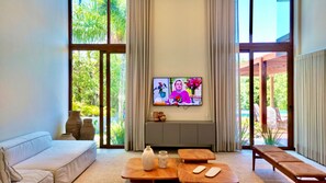 Televisor intel·ligent, llibres, biblioteca musical i estèreo