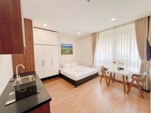 Superior Studio Suite, Kitchen, City View | Floor plan - Heyday apartment (Binh Thanh)