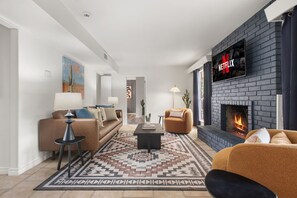 TV, fireplace, offices