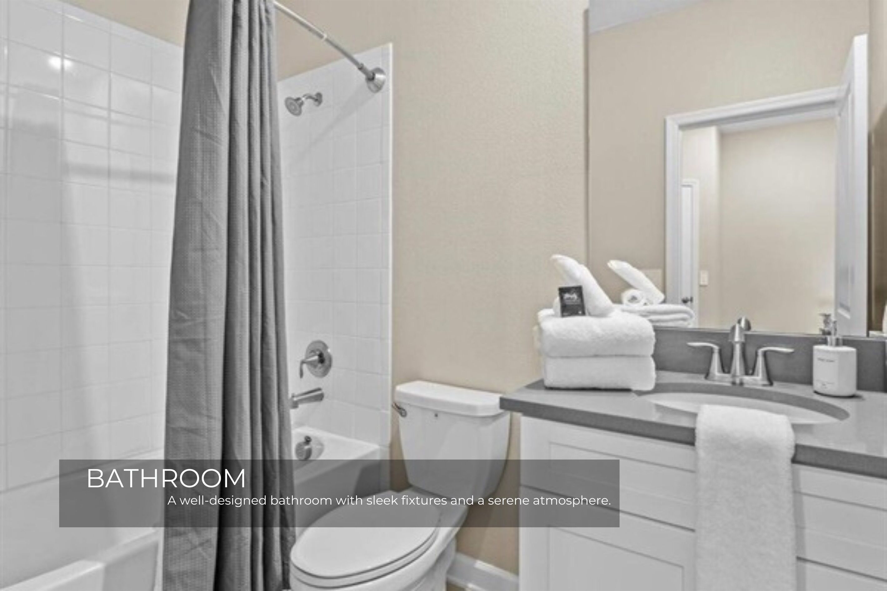 A well-designed bathroom with sleek fixtures and a serene atmosphere.
