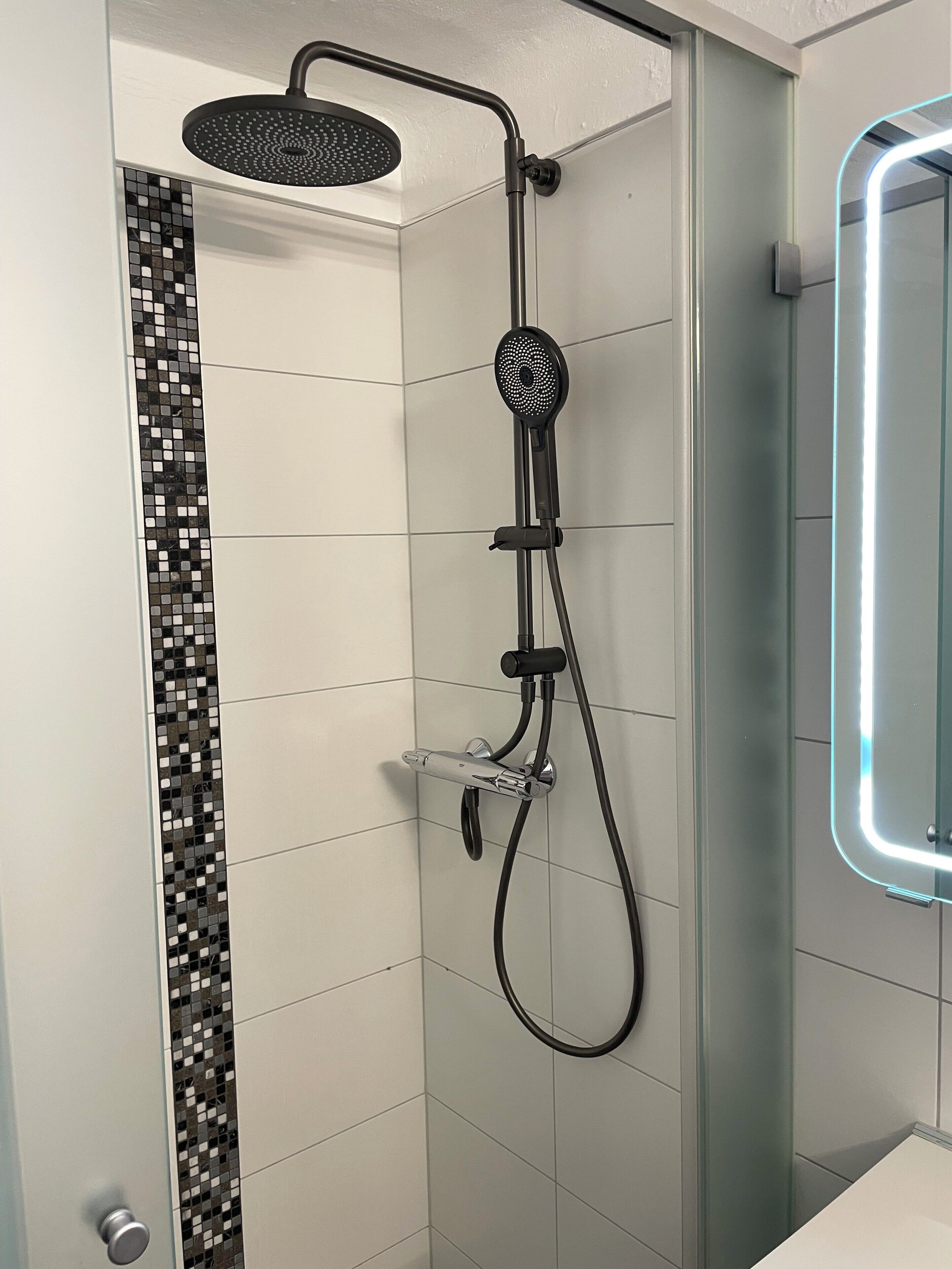 Hair dryer, towels, toilet paper