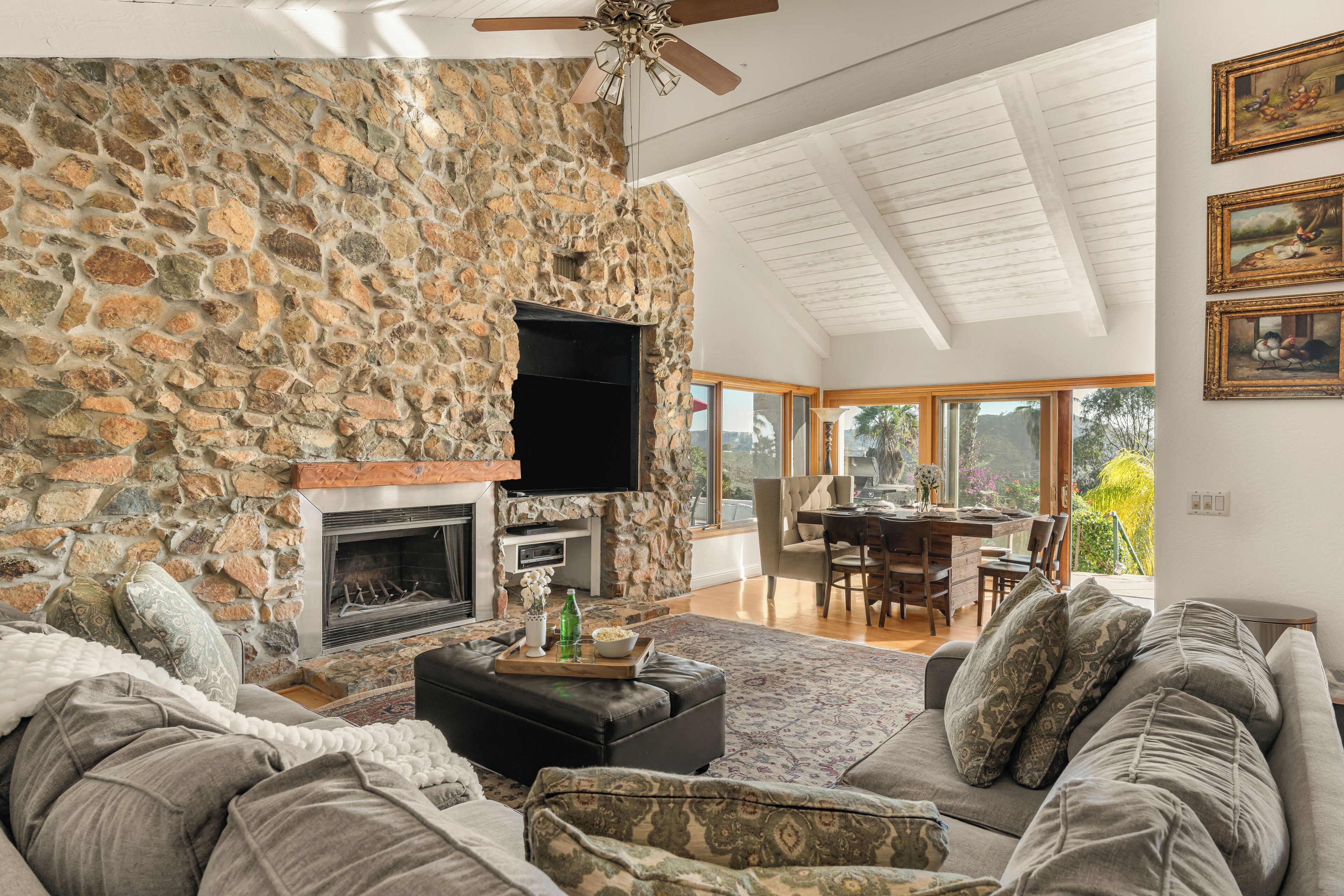 Smart TV, fireplace, video games