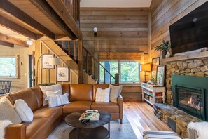 Smart TV, fireplace, video games, music library