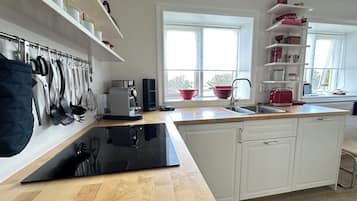 Frigorífico, microondas, horno y placa de cocina