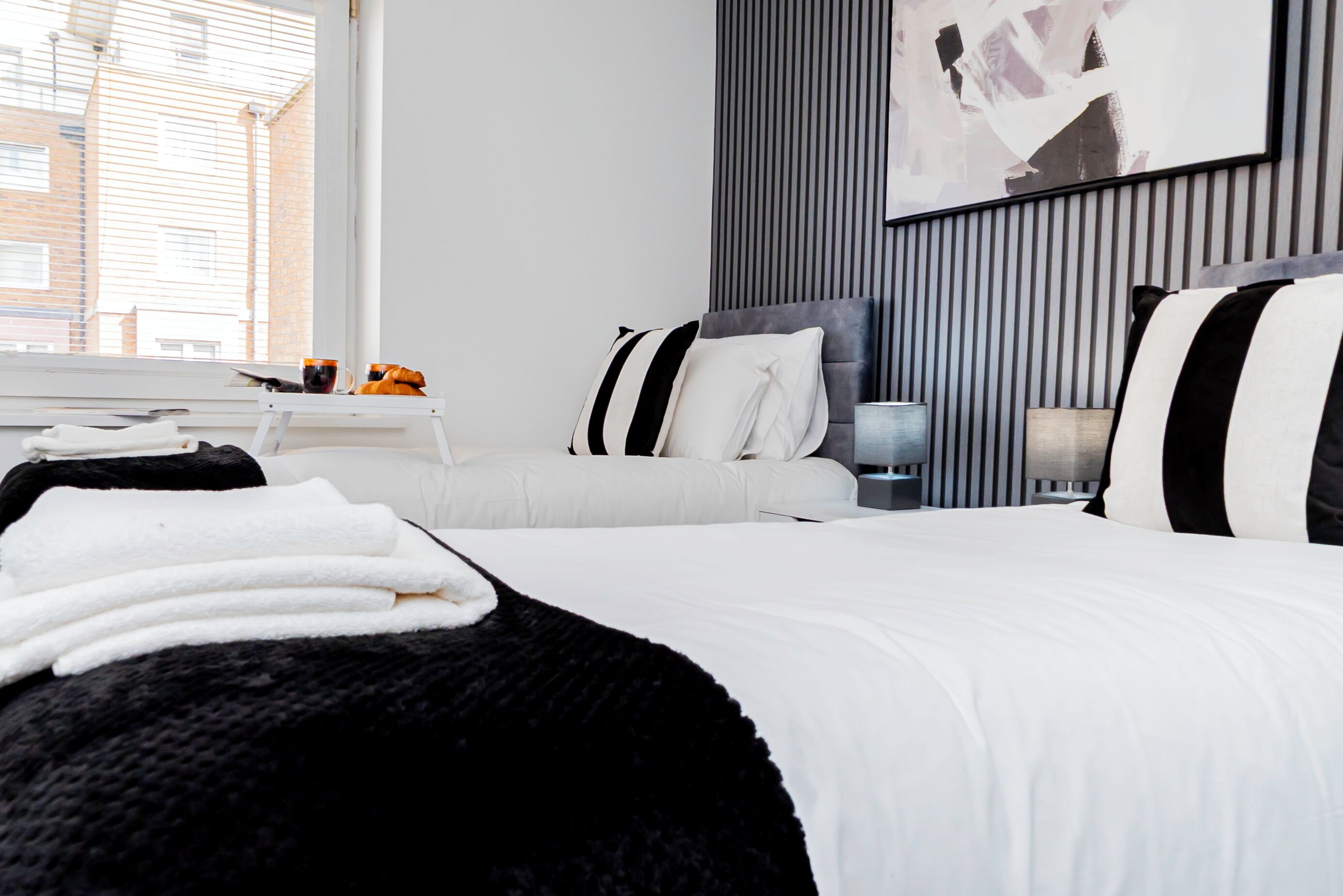 Wake up refreshed in a spacious bedroom designed for comfort, relaxation, and a home-like feel.