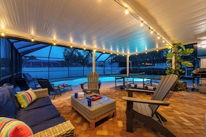 Terrace/patio - NEW! Sunshine Getaway! Heated Pool, Hot Tub, Games Villa (Bradenton)