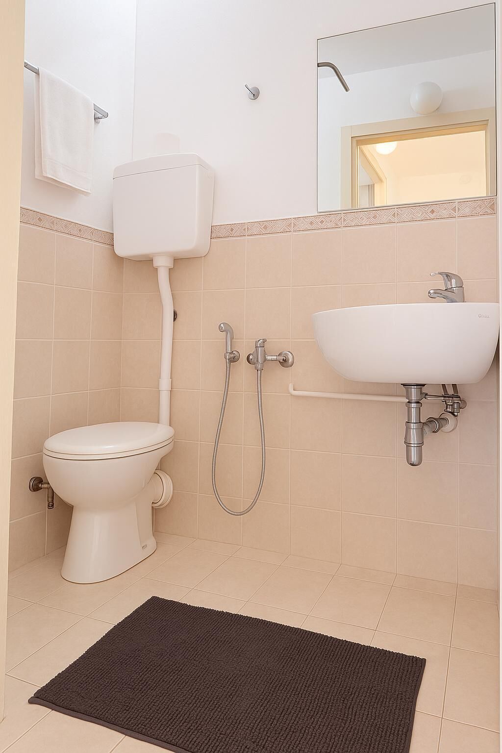 Ducha, toallas y papel higiénico