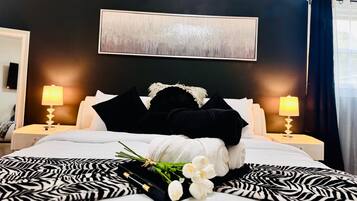 3 bedrooms, iron/ironing board, bed sheets