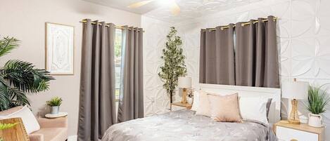 2 bedrooms, desk, iron/ironing board, travel cot