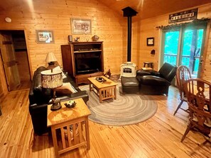 TV, fireplace, video games, DVD player