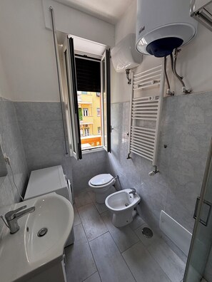 Haartrockner, Bidet, Handtücher, Seife