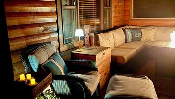 TV, fireplace, DVD player, books