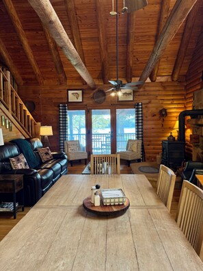 TV, fireplace, DVD player, books