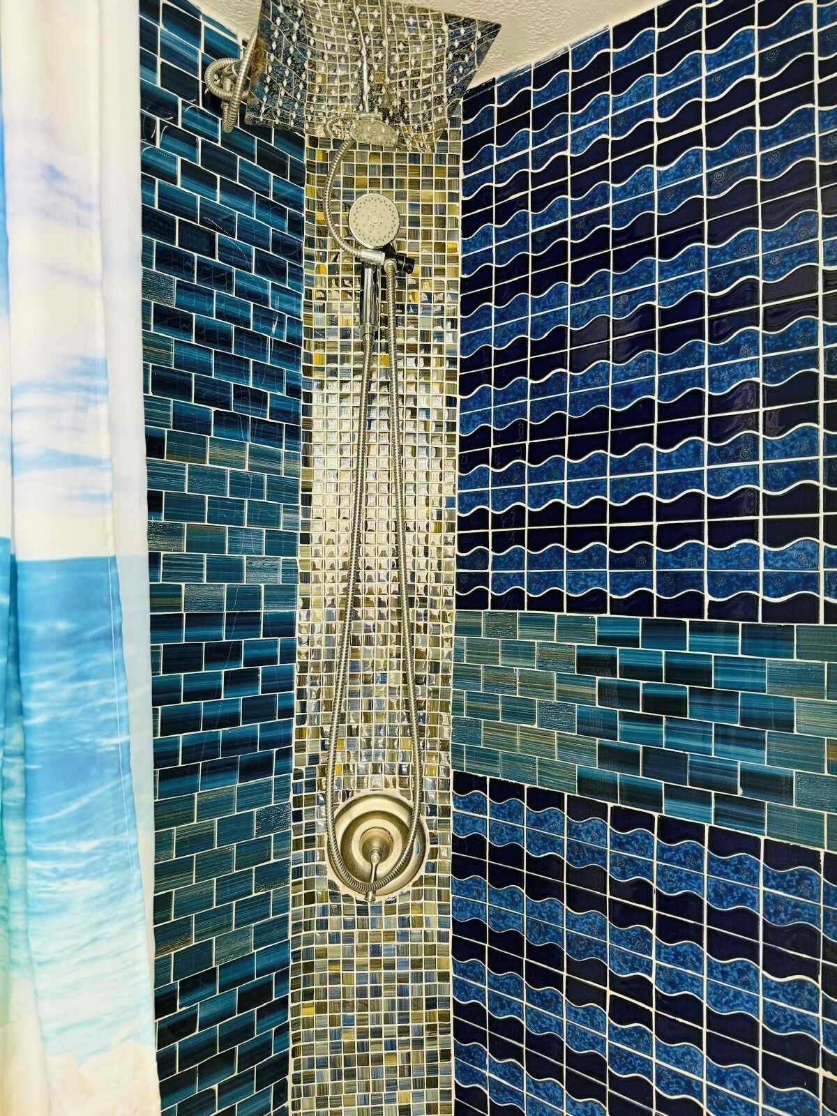 Shower, towels, soap, toilet paper
