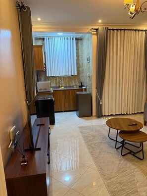 Appartement Confort, vue ville | Coin séjour