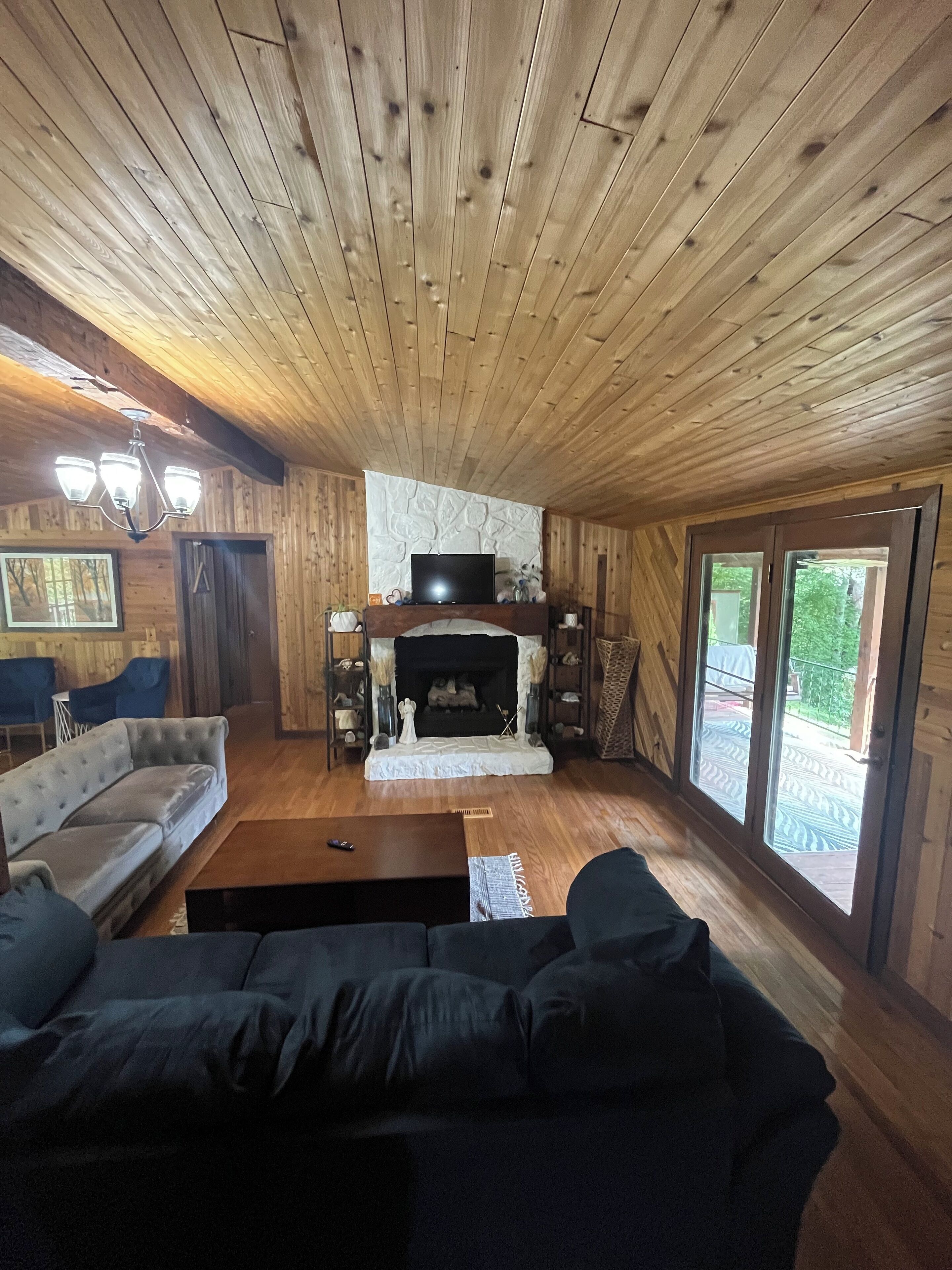 電視、壁爐、DVD 播放機