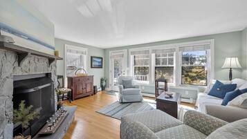 智能电视、壁炉、书