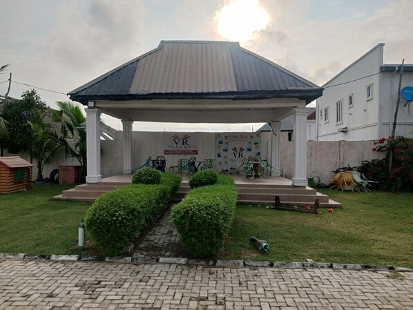 Outdoor banquet area