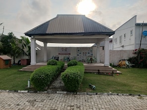 Outdoor banquet area