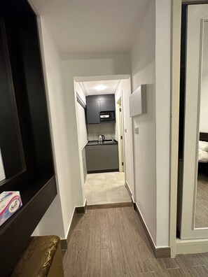 Fridge, microwave, electric kettle