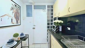 Fridge, microwave, stovetop, toaster