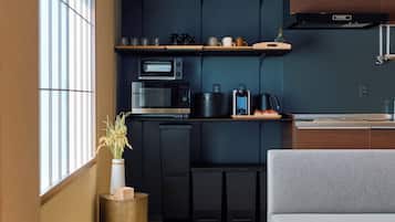 Villa | Private kitchen | Microwave, stovetop, cookware/dishes/utensils