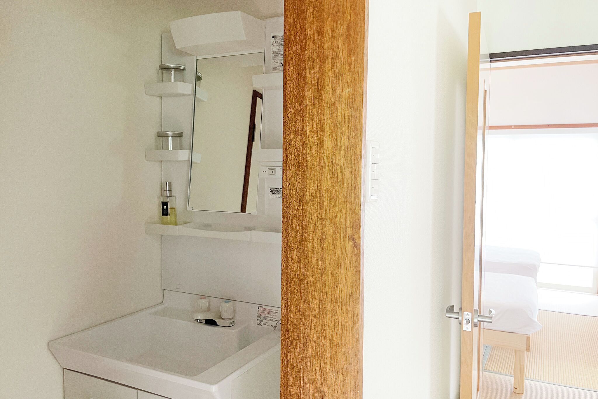 Hair dryer, bidet, towels, soap