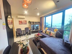 Chambre, 1 chambre, accessible aux personnes à mobilité réduite, vue océan | Salle de séjour