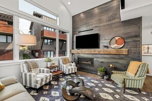 Smart TV, fireplace, video games