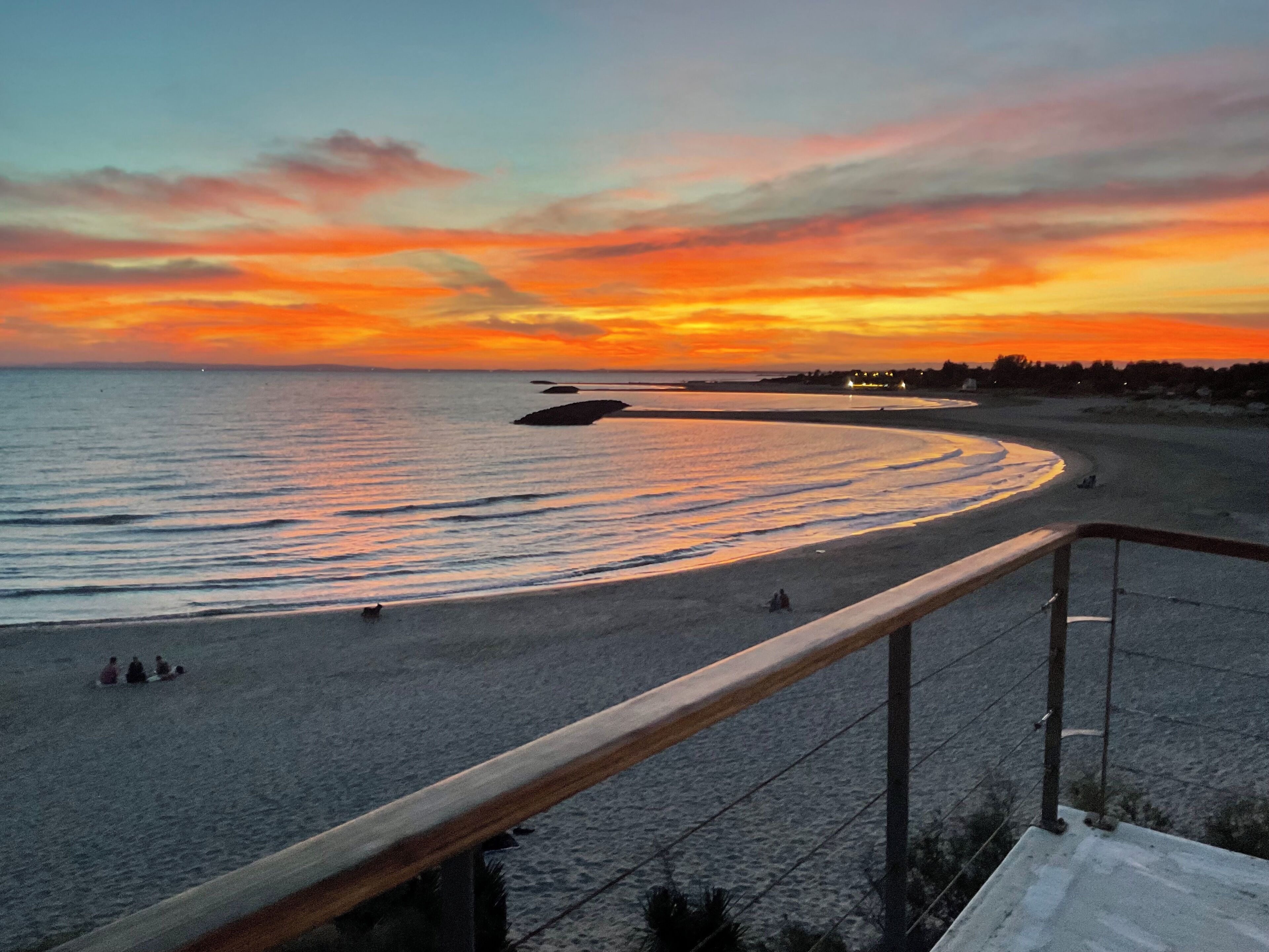 On the beach, sun loungers