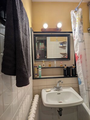 Séchoir à cheveux, serviettes fournies, savon, shampooing