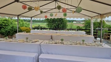 Outdoor banquet area