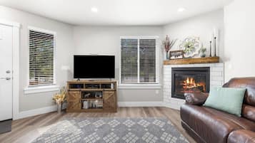 TV, fireplace, video games