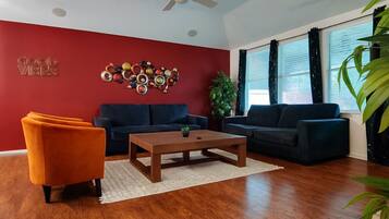 TV, fireplace, offices