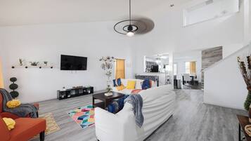 Smart TV, fireplace, table football, offices