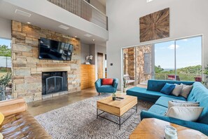 TV, fireplace, video games, books