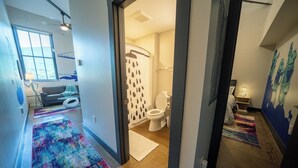 Shower, hair dryer, towels - Stay Roanoke | Modern 1BR Apt next to Brewery! (Buchanan)