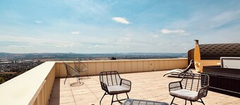 Penthouse apartment with roof terrace, sauna & distant views directly near Koblenz