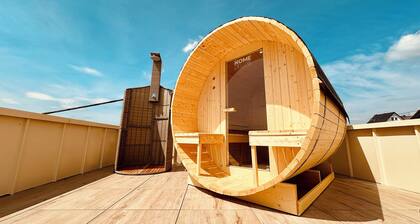 Penthouse apartment with roof terrace, sauna & distant views directly near Koblenz