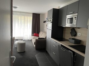Interior - 80m from resort center, 3rd floor, view mountain, swimming pool, balcony, tv, ski locker, 49m² (Eaux-Bonnes)