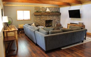 Smart TV, fireplace, foosball, table tennis