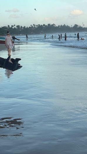 On the beach, white sand