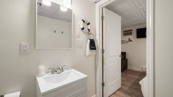 Hair dryer, towels, toilet paper